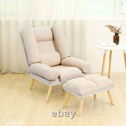 Fabric Recliner Chair Sofa Wing Back Fireside Occasional Armchair With Footstool