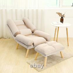 Fabric Recliner Chair Sofa Wing Back Fireside Occasional Armchair With Footstool