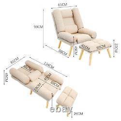 Fabric Recliner Chair Sofa Wing Back Fireside Occasional Armchair With Footstool