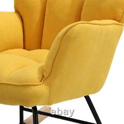 Fabric Rocking Armchair Relax Wingback Lounge Chair Sofa Fireside Seat High Back