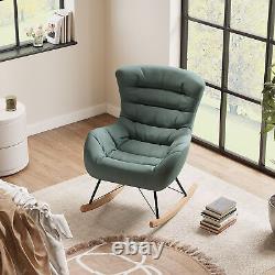 Fabric Rocking Chair Fireside Armchair Wingback Tub Sofa Padded Relaxing Lounger