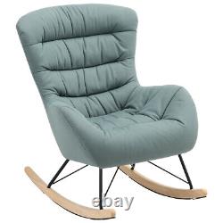 Fabric Rocking Chair Fireside Armchair Wingback Tub Sofa Padded Relaxing Lounger