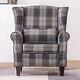 Fabric Upholstered Armchair Retro Living Room Fireside Tartan Accent Sofa Chair