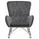 Fabric Upholstered Recliner Rocking Chair High Wing Back Armchair Fireside Sofa