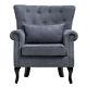 Fabric Wing Back Armchair With Pillow Bedroom Fireside Lounge Single Sofa Chair