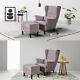 Fabric Wingback Chesterfield Chair Tufted Queen Anne Armchair Fireside And Stool