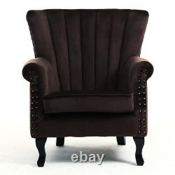 Fabric Wingback Scalloped Chair Armchair Sofa with Nailhead Occasional Fireside