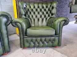 Fantastic Chesterfield Leather Armchair Wingback Chair Fireside EX+