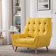 Fashion Yellow Wing Back Armchair Chenille Fabric Chair Fireside With Foot Stool