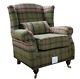 Fast Delivery Accent Wing Chair Fireside Balmoral Hunter Green Fabric Tartan