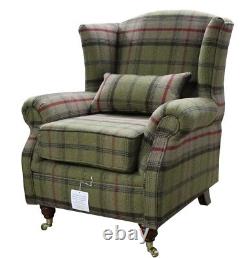 Fast Delivery Accent Wing Chair Fireside Balmoral Hunter Green Fabric Tartan