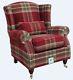 Fast Delivery Accent Wing Chair Fireside Cottage Balmoral Red Fabric Tartan