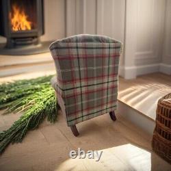 Fast Delivery Accent Wing Chair Fireside Cottage Balmoral Rosso Fabric Tartan