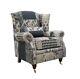 Fast Delivery Accent Wing Chair Fireside Cottage Charles Patchwork Beige Fabric
