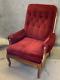 Fireside Wingback Red Fabric Armchair Vintage Victorian Velvet Type Lounge