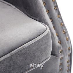 Fireside Accent Armchair Retro Button Tufted Velvet Sofa Chesterfield Wing Back