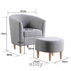 Fireside Armchair Wing Back Chair Couch with Footstool Bedroom Lounge Sofa Grey