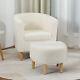 Fireside Armchair Wing Back Chair Couch With Footstool Bedroom Lounge Sofa White