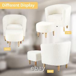 Fireside Armchair Wing Back Chair Couch with Footstool Bedroom Lounge Sofa White