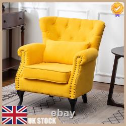 Fireside Armchair Wing Back Chesterfield Queen Anne Chair Bedroom Lounge Sofa N