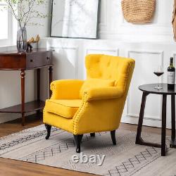 Fireside Armchair Wing Back Chesterfield Queen Anne Chair Bedroom Lounge Sofa N