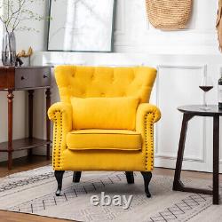 Fireside Armchair Wing Back Chesterfield Queen Anne Chair Bedroom Lounge Sofa N