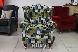 Fireside Charles Malibu High Back Wing Chair Armchair Fabric Multi Colour