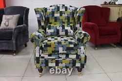 Fireside Charles Malibu High Back Wing Chair Armchair Fabric Multi Colour