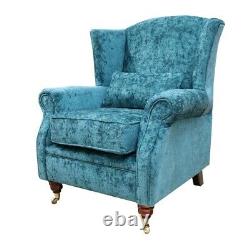 Fireside High Back Armchair Nuovo Kingfisher Blue Fabric Wing Chair