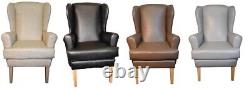 Fireside High Back Chair With Wings Faux Leather Various Colours