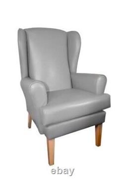 Fireside High Back Chair With Wings Faux Leather Various Colours