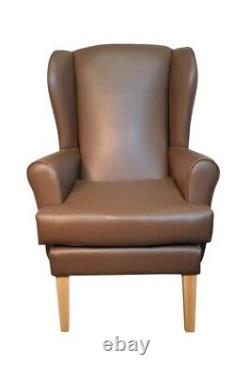 Fireside High Back Chair With Wings Faux Leather Various Colours