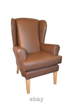 Fireside High Back Chair With Wings Faux Leather Various Colours