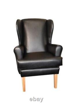 Fireside High Back Chair With Wings Faux Leather Various Colours