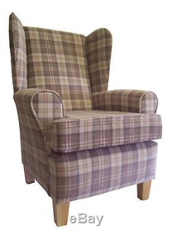 Fireside Wing Back Arm Chair Lana Cream Fabric Wooden Legs