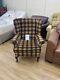 Fireside Wingback Armchair With Check Pattern