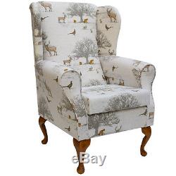 Fireside Wingback Chair in Tatton Autumn Fabric FREE UK DELIVERY