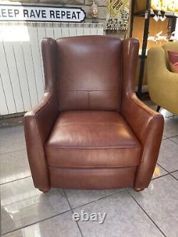 Fireside style wingback armchair accent chair in antique brown leather RRP £1099