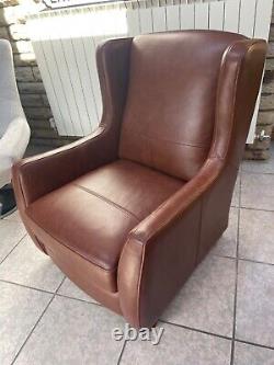 Fireside style wingback armchair accent chair in antique brown leather RRP £1099