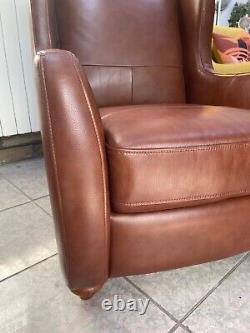 Fireside style wingback armchair accent chair in antique brown leather RRP £1099