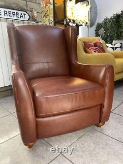 Fireside style wingback armchair accent chair in antique brown leather RRP £1099