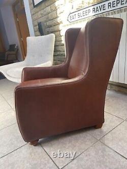 Fireside style wingback armchair accent chair in antique brown leather RRP £1099