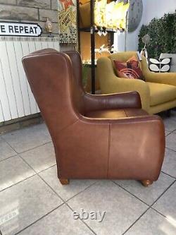 Fireside style wingback armchair accent chair in antique brown leather RRP £1099