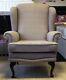 Fireside Wingback Chair, Grey Check Fabric