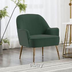 Green Velvet Armchair Wing Back Chair Tub Accent Fireside Small Sofa Metal Legs