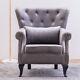 Grey Chesterfield Classic Buttoned Wing Back Fireside Armchair Relaxing Tubchair