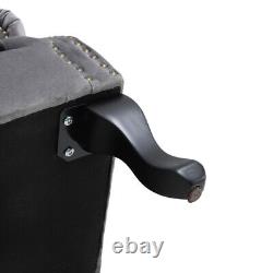 Grey Chesterfield Wing Back Armchair Queen Anne High Back Fireside Winged Chair