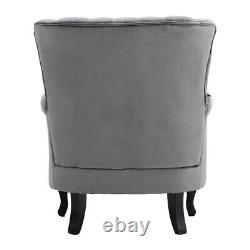 Grey Fireside Sofa Lounge Armchair Wing Back Scallop Shell Accent Tub Chair UK