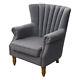 Grey Linen Accent Tub Chair High Wing Back Fireside Armchair Padded Seat Sofa Uk