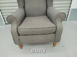 Grey Next'sherlock' Armchair, Fireside Wingback Chair With Footstool